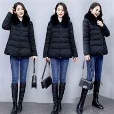 2020冬季新款简约时尚大毛领棉服保暖显瘦短款外套，女装棉衣/棉服，香香