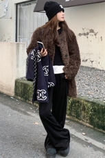 皮毛一体棕色美拉德羊羔毛中长款女冬加厚外套宽松高级感时髦大衣，女装羊羔毛/颗粒绒，浙宝305