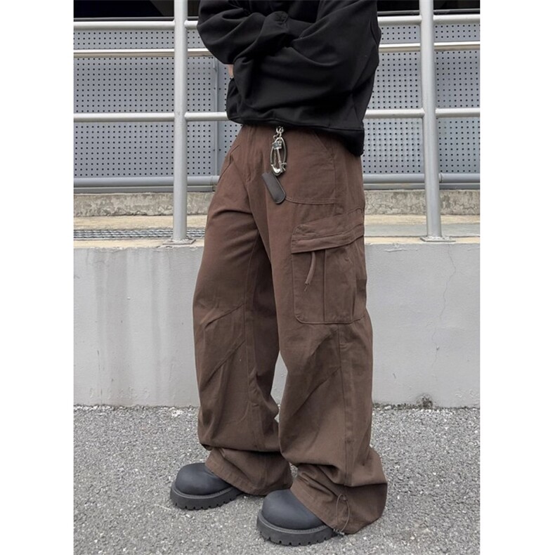 春秋季美式褶皱多口袋工装裤潮牌嘻哈宽松直筒阔腿休闲裤KW83，男装工装外套，星座1116A（原606A-3）