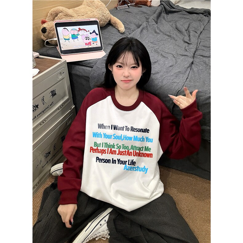 2024秋冬新款潮字母印花潮插肩袖圆领卫衣外套男女可穿A57-P35,男装卫衣,电商C310