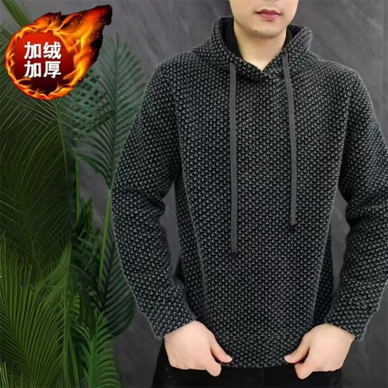 现货加绒男士毛衣连帽卫衣针织衫保暖欧货,男装针织衫/毛衣,星座1602（原101B）