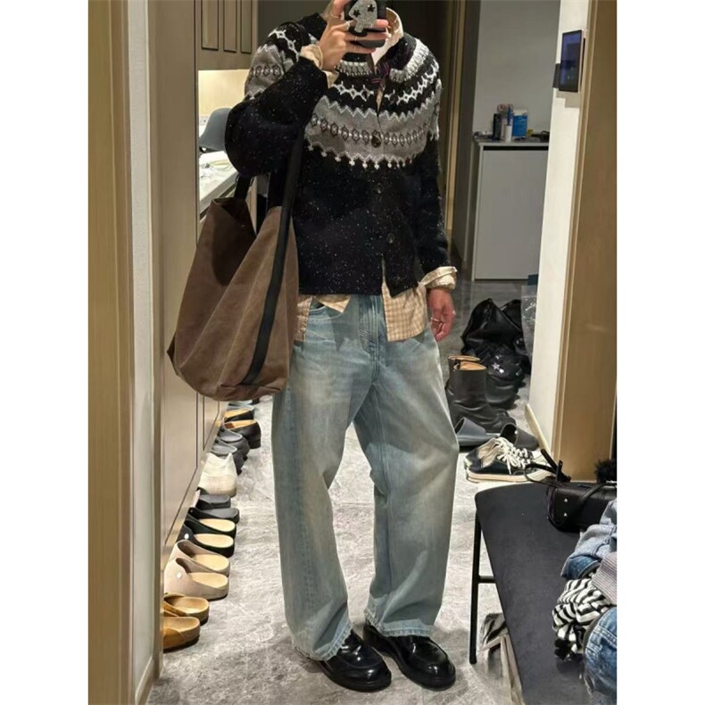 现货~秋冬情侣星空费尔岛开衫针织毛衣外套MY2583批68,男装针织衫/毛衣,星座1411A-6