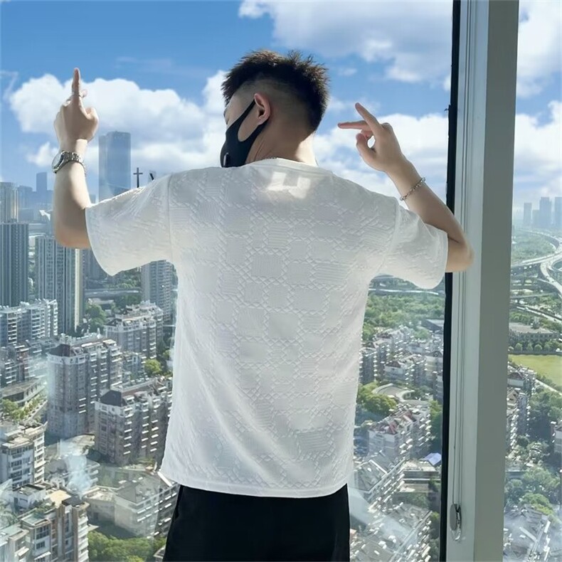 潮男短袖t恤夏季痞帅精神小伙体恤衫2023个性男士休闲上衣T221,男装T恤,星座1116A-2（原606A-1）