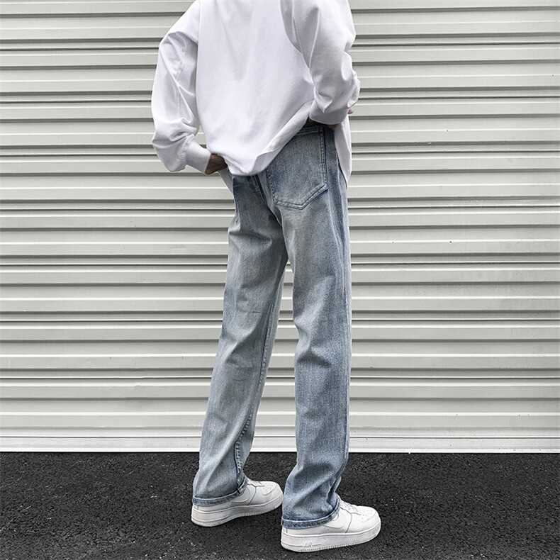 美式vibe高街裤子男款cleanfit水洗黄泥牛仔裤直筒裤男生YZ87-P50,男装牛仔裤,星座509