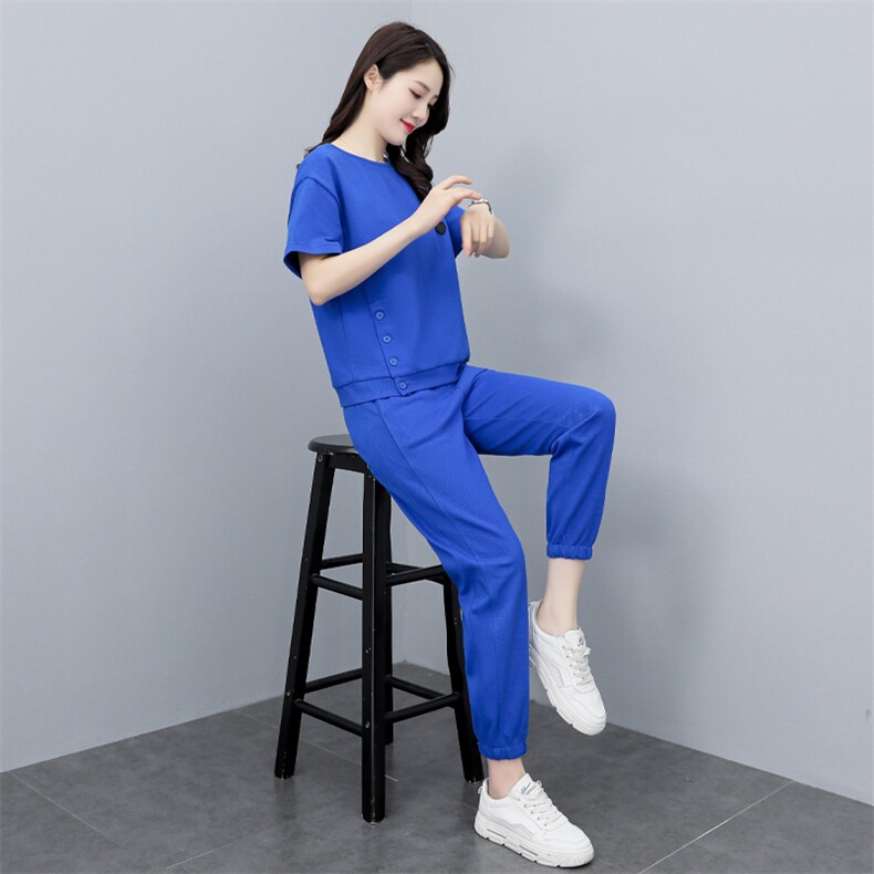 2023春季短袖圆领休闲时尚运动套装,女装运动套装,凯瑟曼