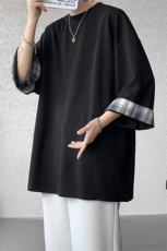 8XL-M特大码短袖男夏季高品质冰丝五分袖拼色宽松大码T恤DX308P38，男装T恤，电商D206-1