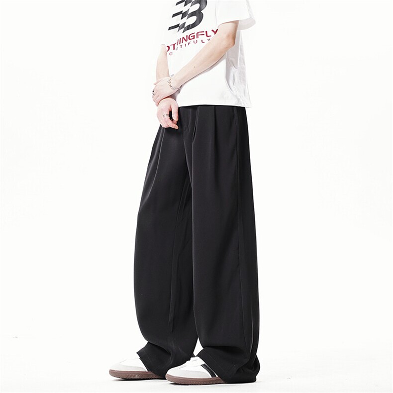 美式高级感褶皱西裤男cleanfit宽松冰丝阔腿垂感休闲裤XK463-P45,男装休闲裤,电商A178
