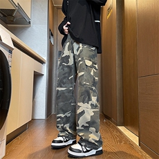 春季高个子加长迷彩牛仔工装裤男美式阔腿伞兵裤188cm115KZ003P68，男装牛仔裤，电商B312