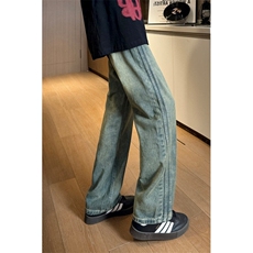 现货自家图高质量复古蓝宽松直筒阔腿牛仔裤男K5823-P50控78，男装牛仔裤，星座205