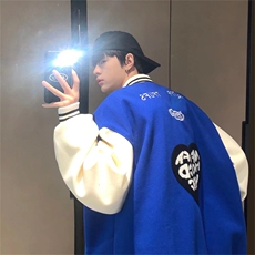 夹克外套男新款刺绣拼色百搭港风ins潮牌宽松休闲棒球服JK257-p55，男装夹克，星座1008