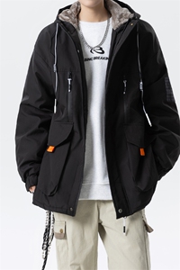 冬季外套加绒加厚潮牌夹克连帽宽松保暖派克服 A436-D209-P80图片
