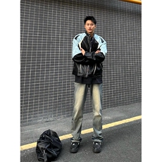 【有货】3607CC-特P85拼色机车皮衣棉服男加厚立领棒球夹克外套，男装夹克，星座1007（原301D）