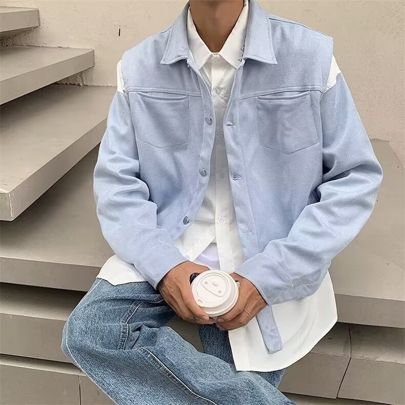 青春流行男夹克文艺潮外套俩件套刺绣带别针Q801P73图片