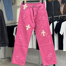 重工拼皮十字架牛仔裤女设计感小众多巴胺直筒长裤子AM933P62，男装皮裤，星座1013-5