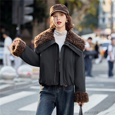 羊羔毛外套女2025冬新款独特漂亮的韩系小香风加绒加厚短款派克服，女装棉衣/棉服，瑶迪依秀