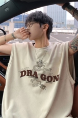 ！2025夏季新款男士无袖T恤情侣麂皮绒背心TLBX08特P18控38，男装T恤，电商B220