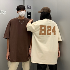 情侣装2026夏装新款美式潮字母印花圆领宽松短袖T恤D275P33，男装T恤，电商A335-1（原A458）