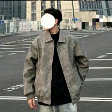 美式复古皮衣外套男士秋冬季高级感痞帅潮牌休闲皮翻领夹克，男装夹克，星座506A