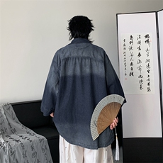 风复古牛仔衬衫夏季男款潮牌短袖衬衣工装薄外套C0986-P65，男装衬衫，星座308B-2