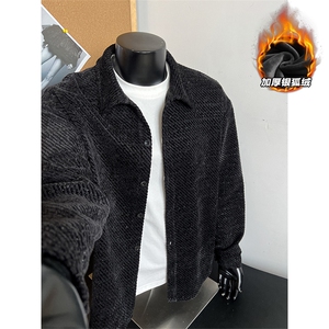 高克重雪尼尔480g银狐绒保暖舒适夹克外套男J5265J加绒-特P45控88图片