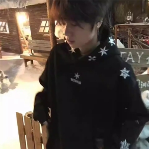 现货 美式小众雪花刺绣连帽卫衣7891/P55图片