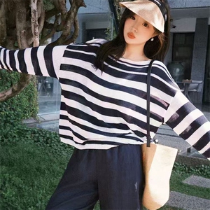 夏季新款防晒时尚百搭长袖套头上衣图片