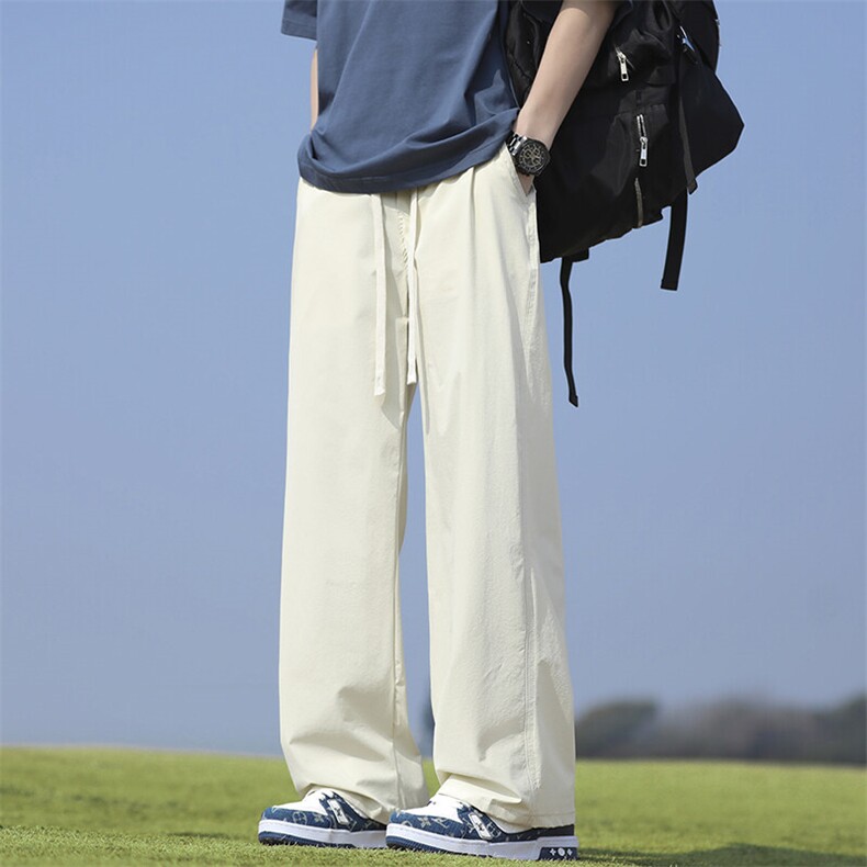 日系山本裤男生秋季慵懒风宽松大码拖地裤oversize纯色简约阔腿裤图片