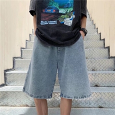 牛仔裤宽松直筒文艺水洗潮流原宿青春流行五分裤6659P38，男装牛仔裤，星座410-2