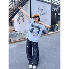 美式复古街头夏季印花短袖T恤男女青少年街头上衣体恤DTX663，男装T恤，星座208-5