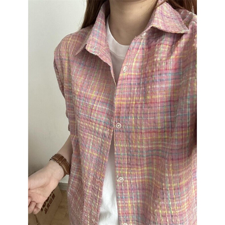 【有货】T13HH-P42泡泡纱格子衬衫男款色织格纹长袖衬衣，男装衬衫，星座1007（原301D）