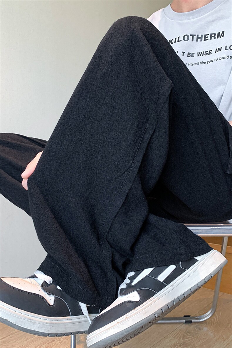 8XL-M特大码风亚麻裤休闲棉麻裤直通宽松冰丝裤K919P58控78,男装休闲裤,电商D206-1