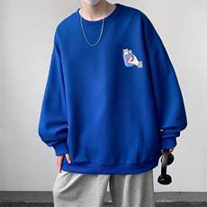 华夫格卫衣圆领卫衣男大码长袖t恤男外套HW76262-P30加绒款-P40，男装卫衣，电商A040