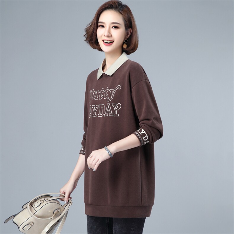 2021年春季潮时尚假两件卫衣女中长款韩版宽松百搭打底衫女棉,女装卫衣/绒衫,简韵佳