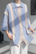 8XL-M特大码美式撞色新中式短袖衬衫男翻领休闲针织开衫DX312P35，男装T恤，电商D206-1