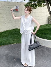 套装夏季新款女装时尚气质无袖马甲阔腿裤两件套，女装套装/套裙，诺蝶