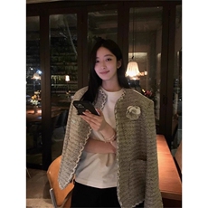 有货DJKM13-批68小香风山茶花夹克男女同款秋季外套，男装夹克，星座603-2