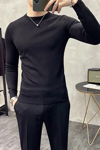 Y903 2021秋冬男式基础低领毛衣品质好库存足 4色男-黑色图片