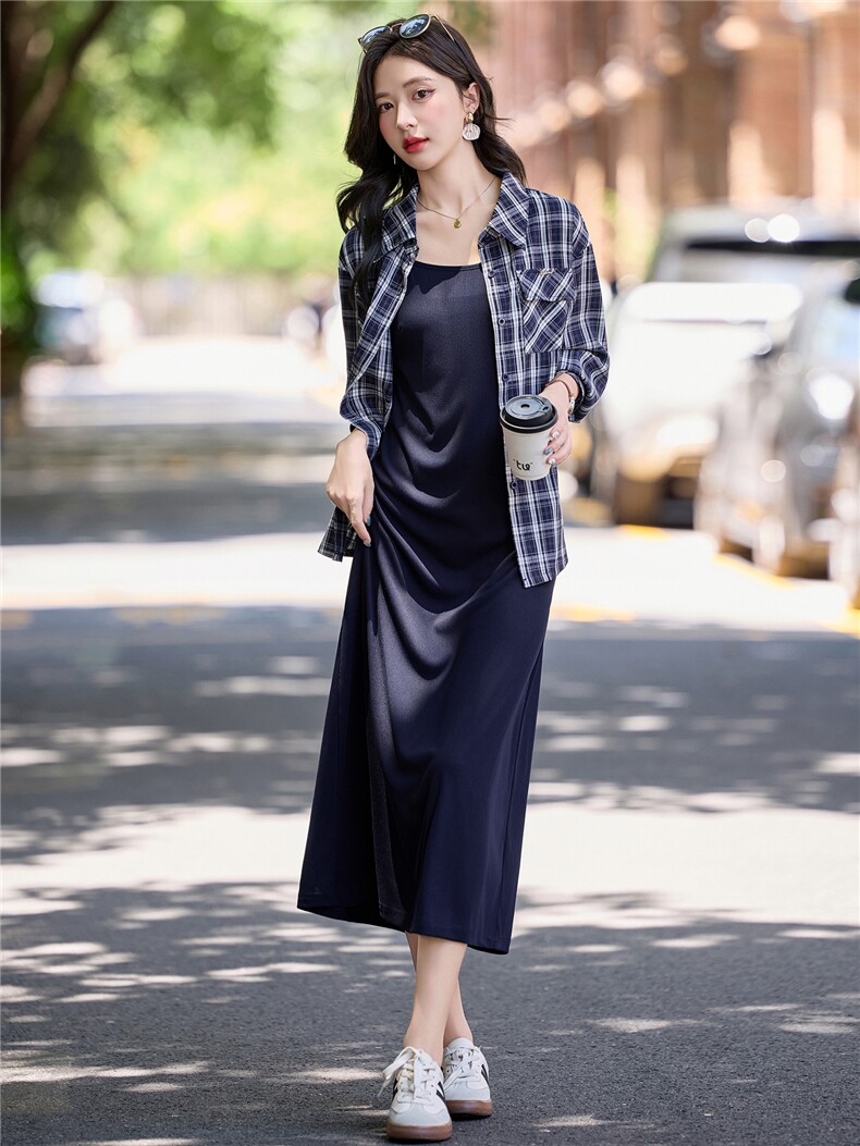韩系衬衫吊带穿搭休闲套装裙女2025夏秋爆款气质显瘦时尚两件套潮,女装套装/套裙,魅影
