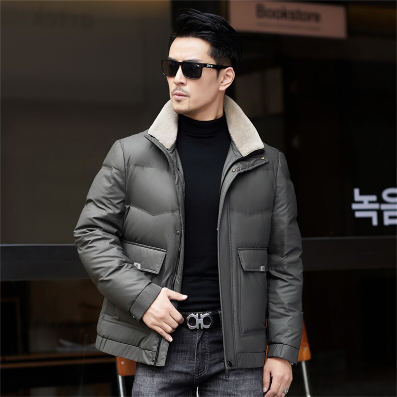 ZMS-M9812新款冬季男士白鸭绒羽绒服立领保暖外套修身大衣图片