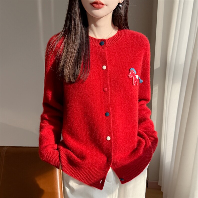 女装2026秋冬新款慵懒风毛衣针织开衫，女装针织衫/毛衣，大美人包芯纱店