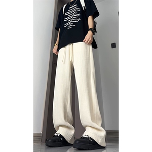 麦穗纹提花裤子男款宽松直筒运动美式复古休闲卫裤K8668-特价P34图片