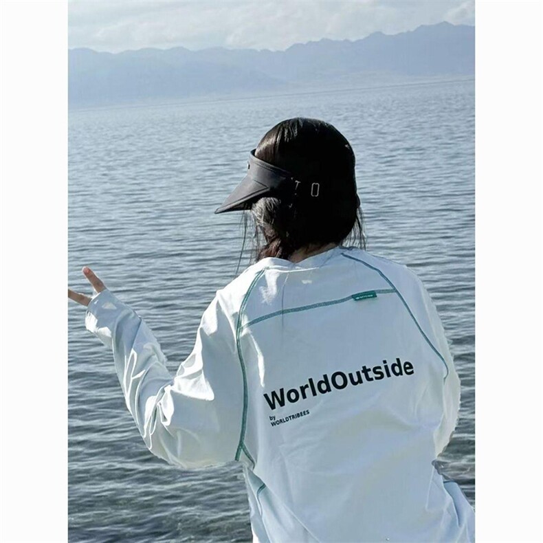 美式高街解构工艺速干长袖T恤男女款防晒罩衫户外运动潮牌骑行服，男装防晒衣，电商A443