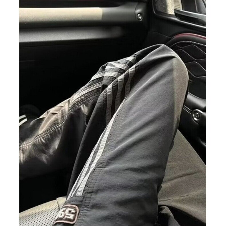 条纹裤子男夏季薄款透气冰丝工装裤三条杠直筒休闲裤K45,男装工装外套,星座1116A（原606A-3）