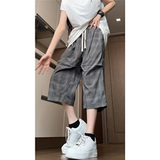 夏装时尚宽松休闲格子七分裤男士菠萝裤垂坠感短裤K6610-特P35，男装牛仔裤，电商A006
