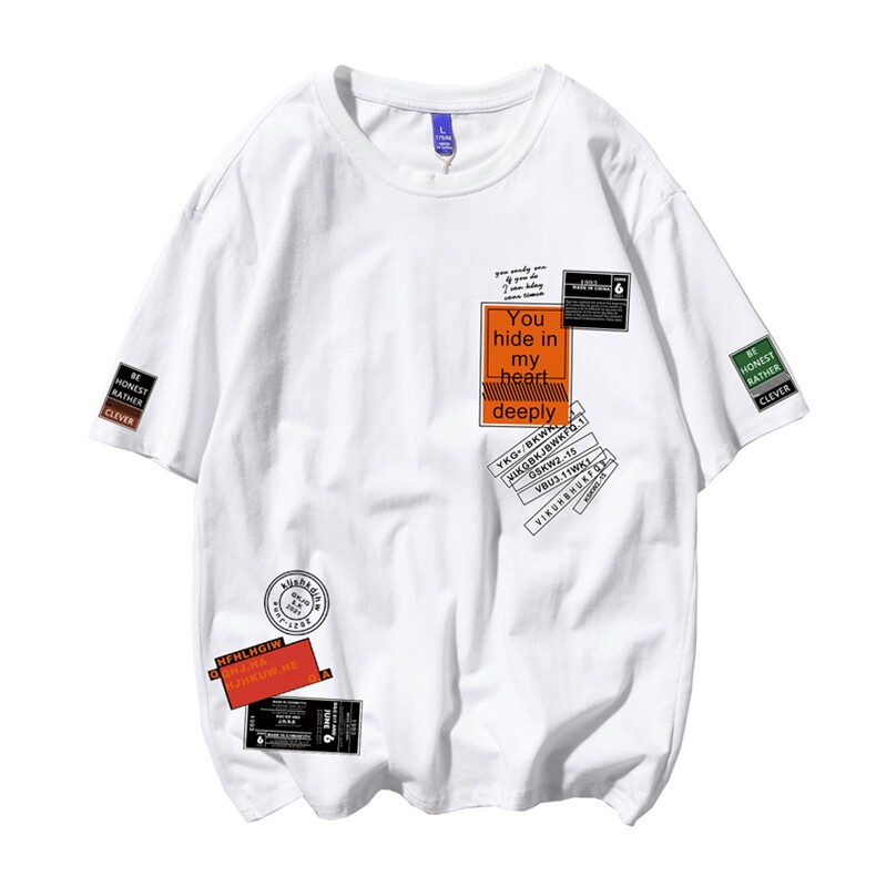 T恤潮流圆领男港风印花宽松百搭休闲时尚短袖DS-B299-ZY1217P25,男装T恤,电商A061-1