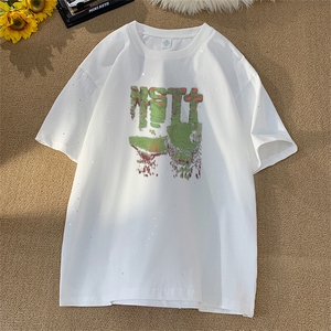 可48小时发货支持抖音得物来样二开 美式满天星亮片短袖T恤MTX659图片