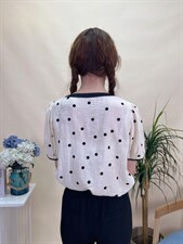 现货夏季新款花朵装饰波点小衫，其它，蘑小菇