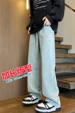 春季加长版裤子男高个子水洗微喇牛仔裤185cm110直筒长裤KZ008P60，男装牛仔裤，电商B312