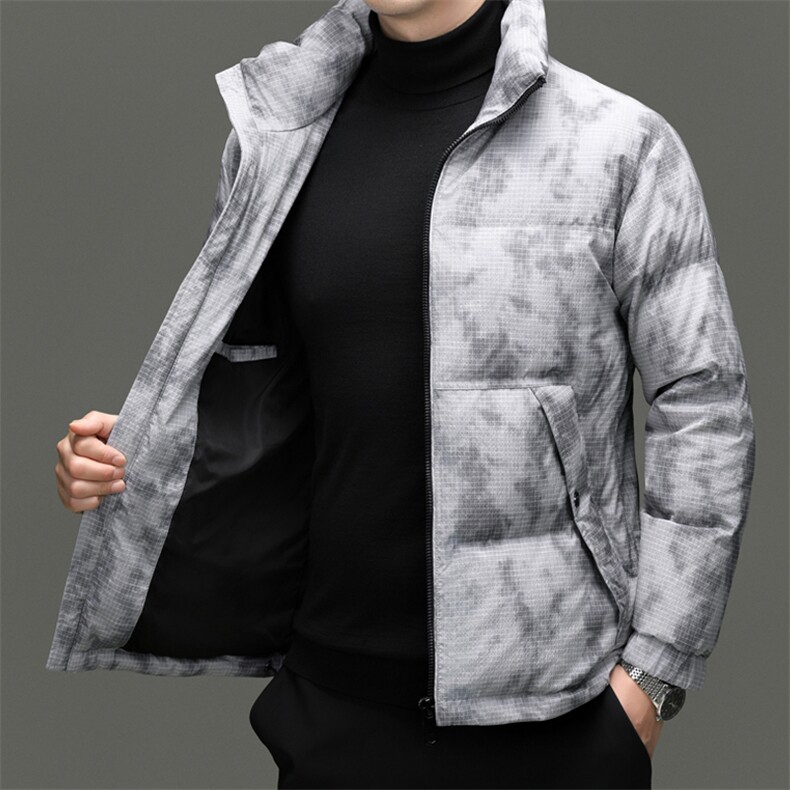 新款冬季短款85绒子白鸭绒仿旧羽绒服外套中年男装加厚羽绒服夹克,男装夹克,钱塘723