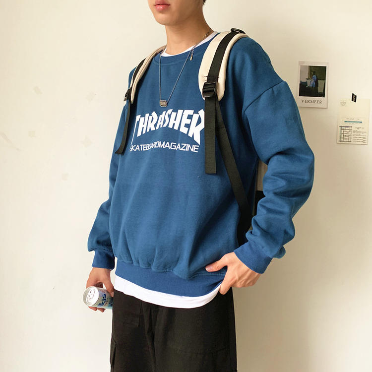 秋冬男士百搭外套圆领上衣休闲宽松加绒情侣卫衣W115,男装卫衣,星座1103-1
